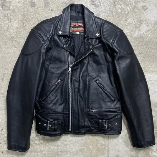 1980s VINTAGE REAL LEATHER AMAZING QUALITY BIKER JACKET