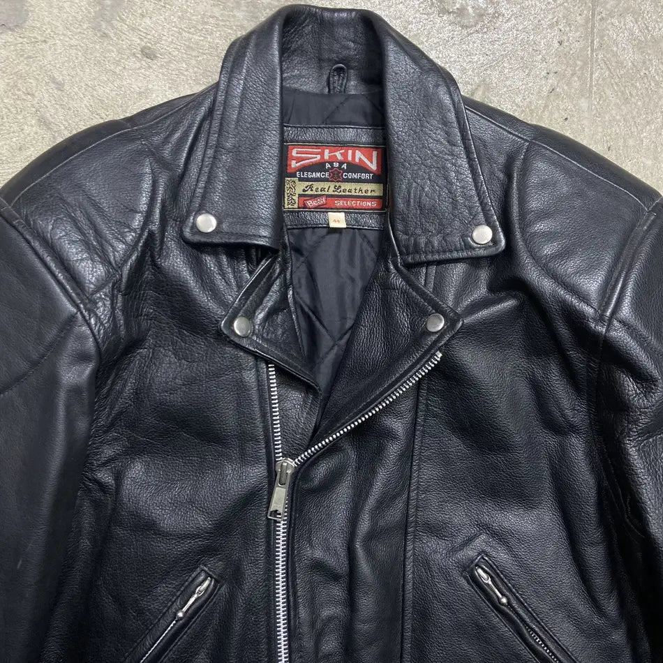 1980s VINTAGE REAL LEATHER AMAZING QUALITY BIKER JACKET