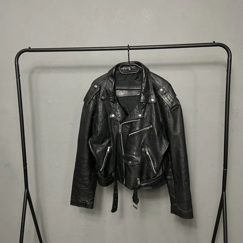 1970s BRITISH HANDCRAFTED BIKER LEATHER JACKET